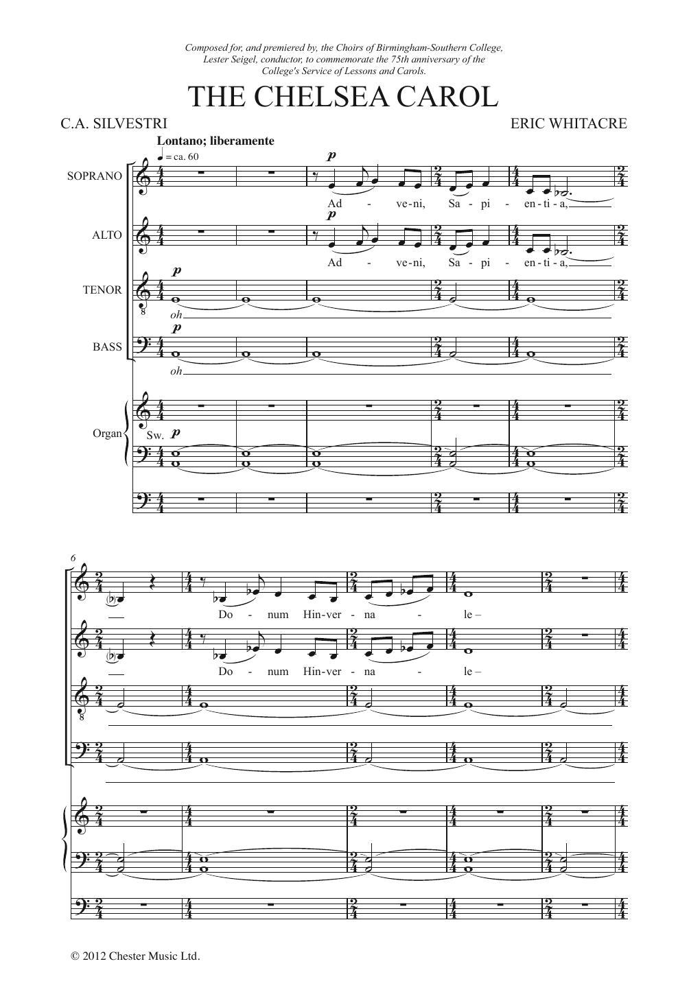 Download Eric Whitacre The Chelsea Carol Sheet Music and learn how to play SATB PDF digital score in minutes