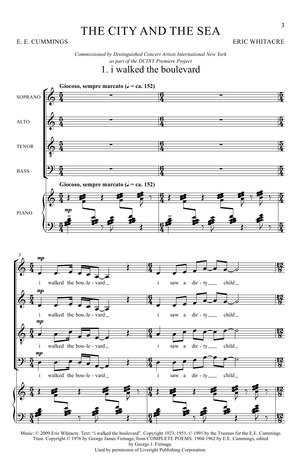 Download Eric Whitacre The City and the Sea Sheet Music and learn how to play SATB Choir PDF digital score in minutes