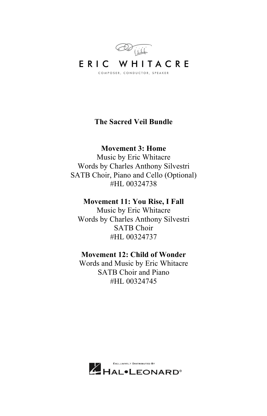 Download Eric Whitacre The Sacred Veil Bundle (