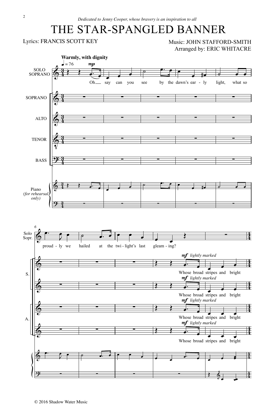 Download Eric Whitacre The Star-Spangled Banner Sheet Music and learn how to play SATB PDF digital score in minutes