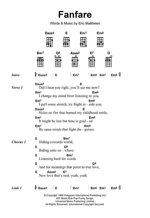 Download Eric Matthews Fanfare Sheet Music and learn how to play Ukulele PDF digital score in minutes