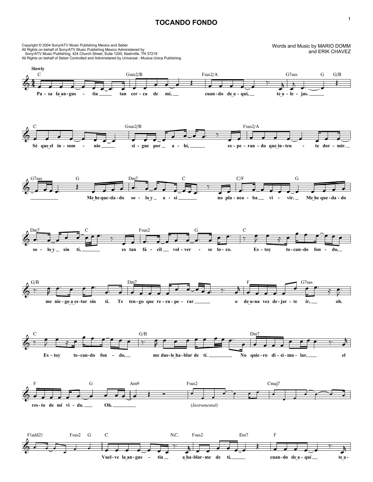 Download Erik Chavez Tocando Fondo Sheet Music and learn how to play Melody Line, Lyrics & Chords PDF digital score in minutes
