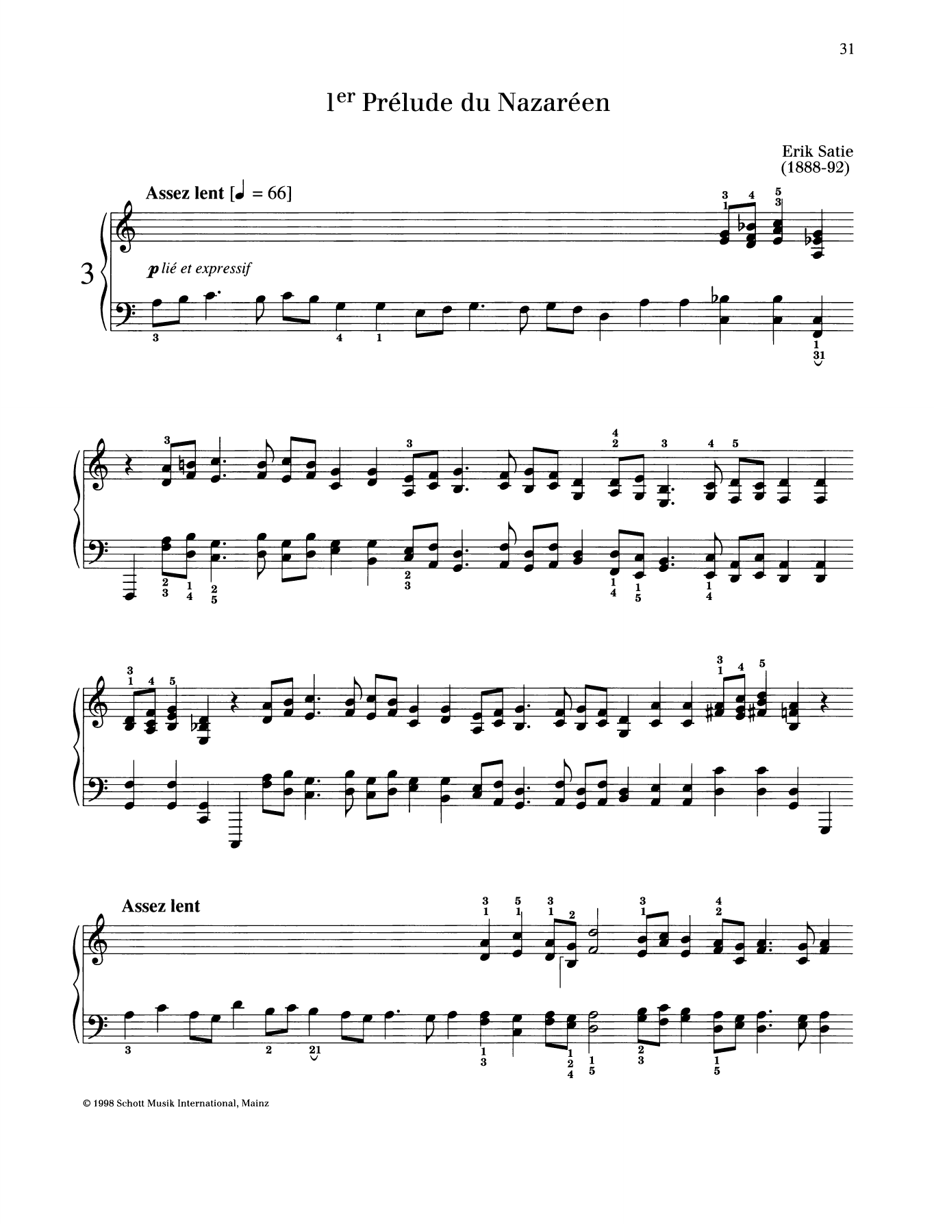 Download Erik Satie 1er Prelude du Nazareen Sheet Music and learn how to play Piano Solo PDF digital score in minutes