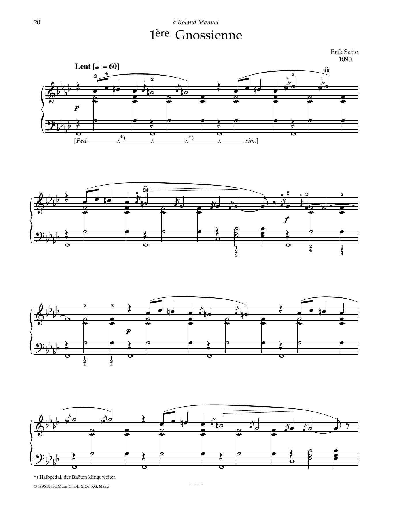 Download Erik Satie 1ere Gnossienne Sheet Music and learn how to play Piano Solo PDF digital score in minutes