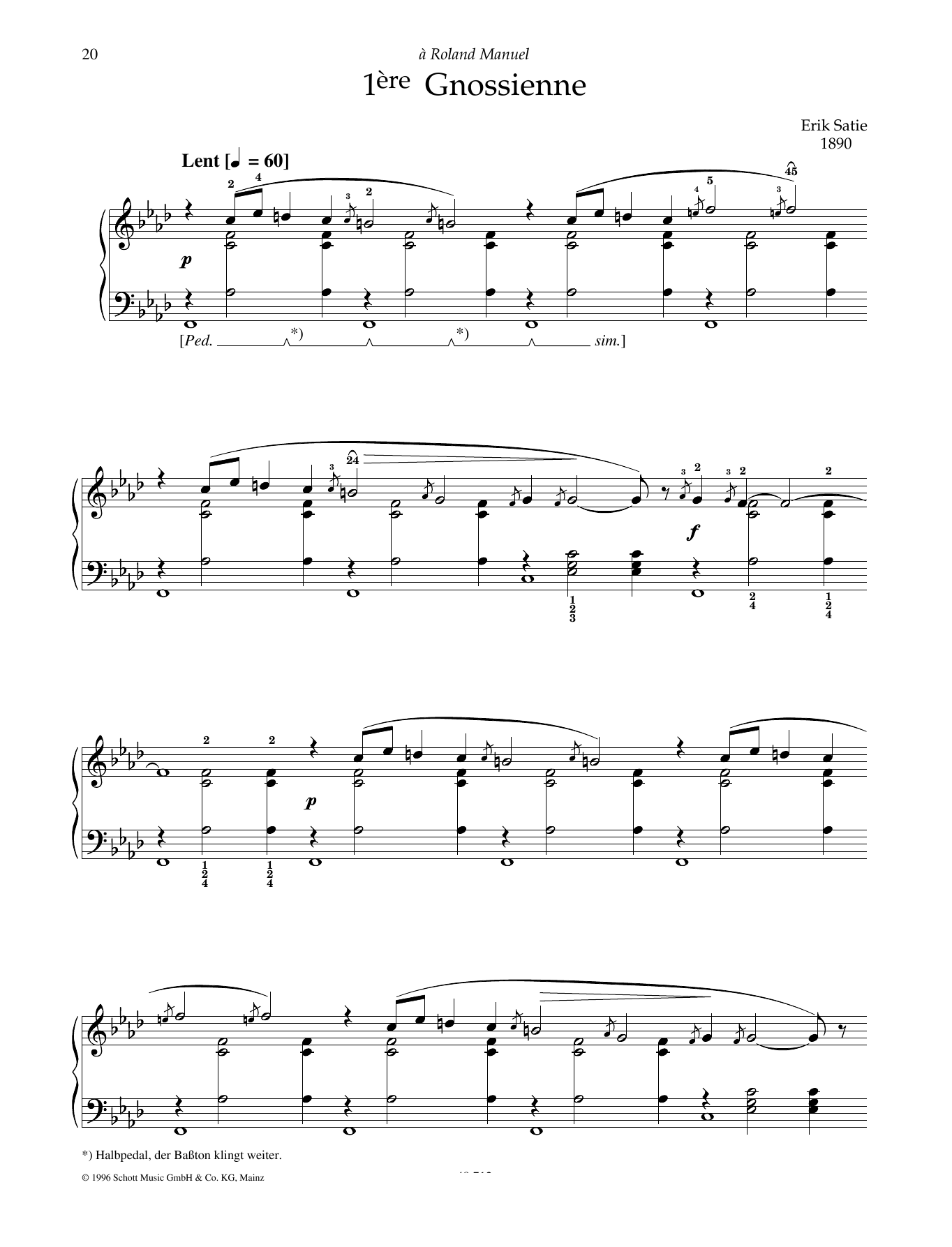 Download Erik Satie 1ère Gnossienne Sheet Music and learn how to play Piano Solo PDF digital score in minutes