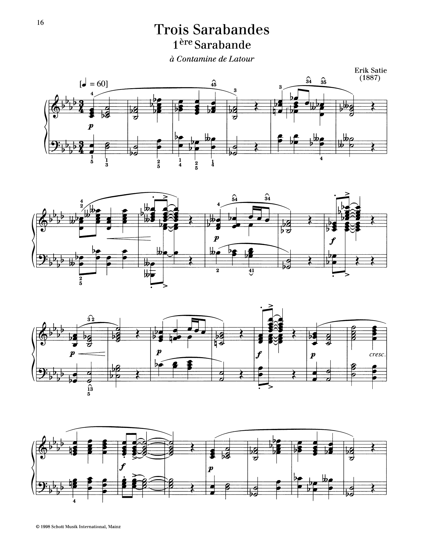 Download Erik Satie 1ère Sarabande Sheet Music and learn how to play Piano Solo PDF digital score in minutes