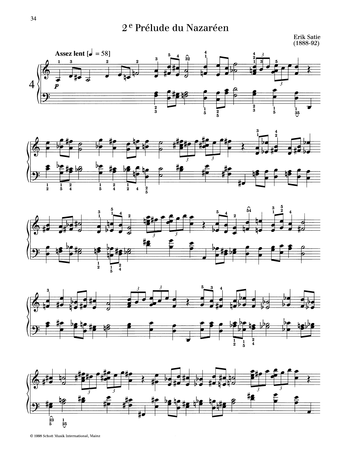 Download Erik Satie 2e Prelude du Nazareen Sheet Music and learn how to play Piano Solo PDF digital score in minutes