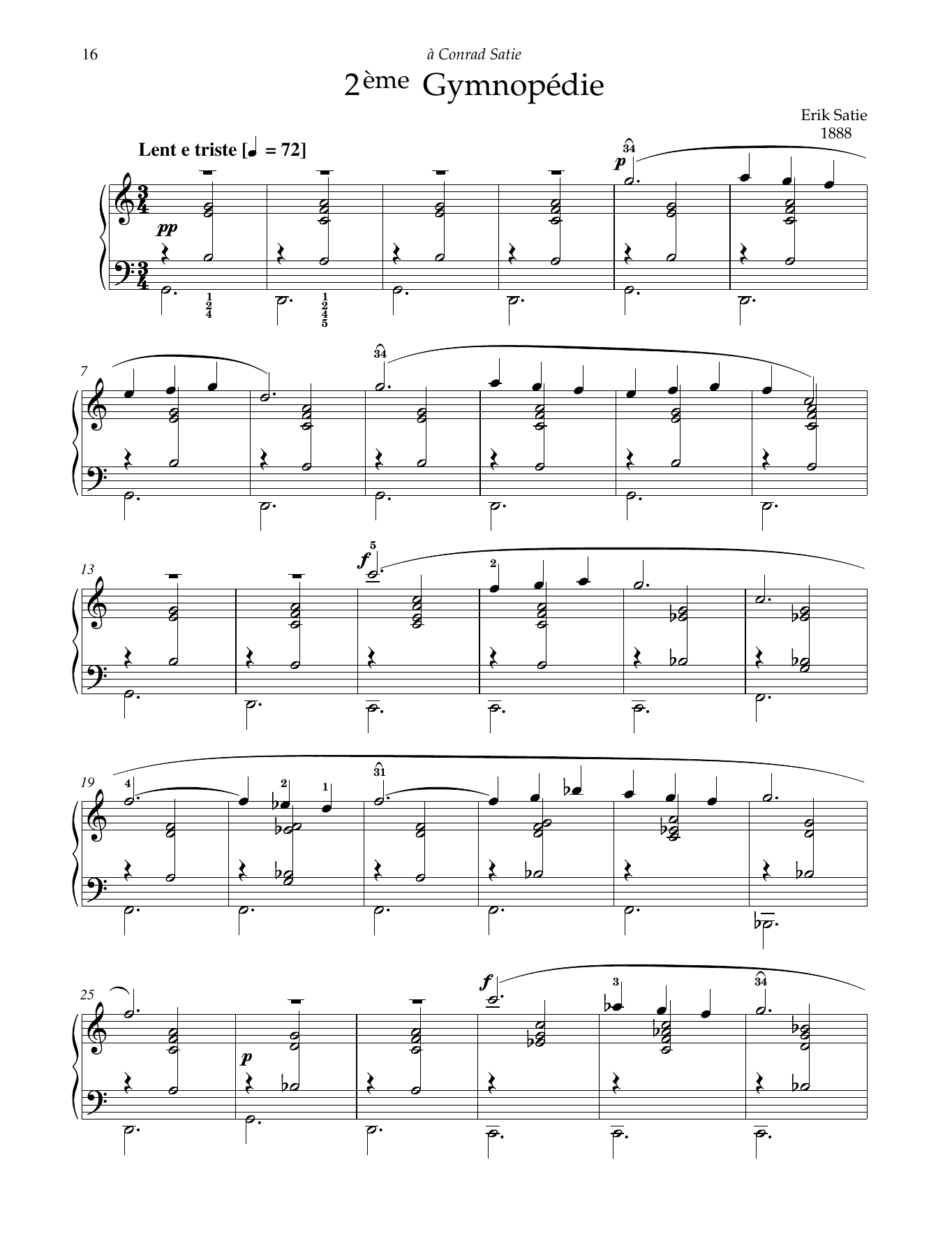 Download Erik Satie 2eme Gymnopedie Sheet Music and learn how to play Piano Solo PDF digital score in minutes