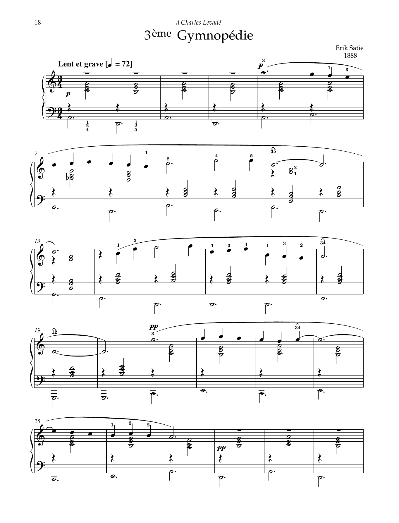 Download Erik Satie 3eme Gymnopedie Sheet Music and learn how to play Piano Solo PDF digital score in minutes