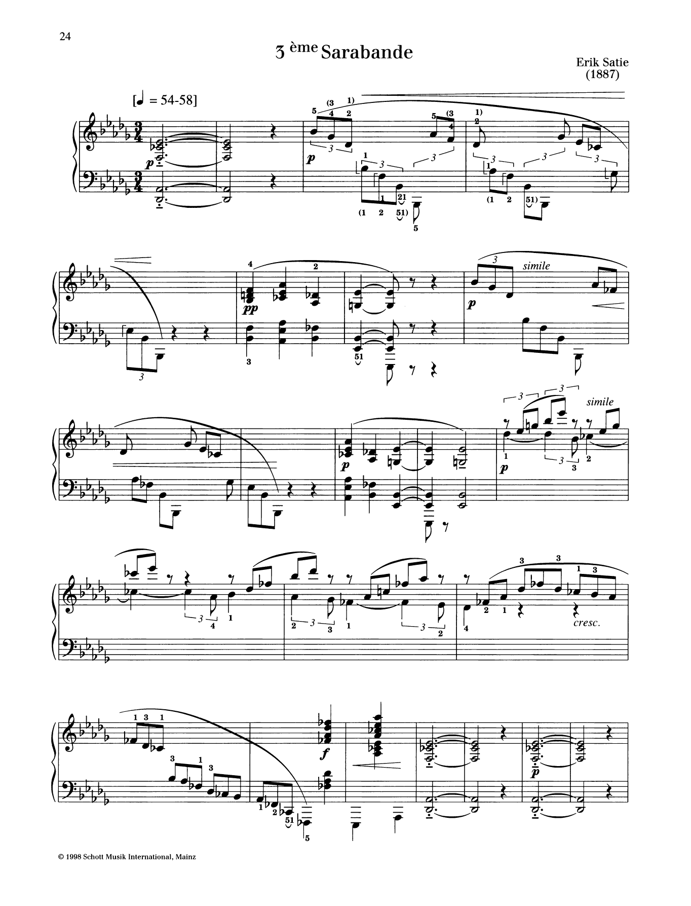 Download Erik Satie 3eme Sarabande Sheet Music and learn how to play Piano Solo PDF digital score in minutes