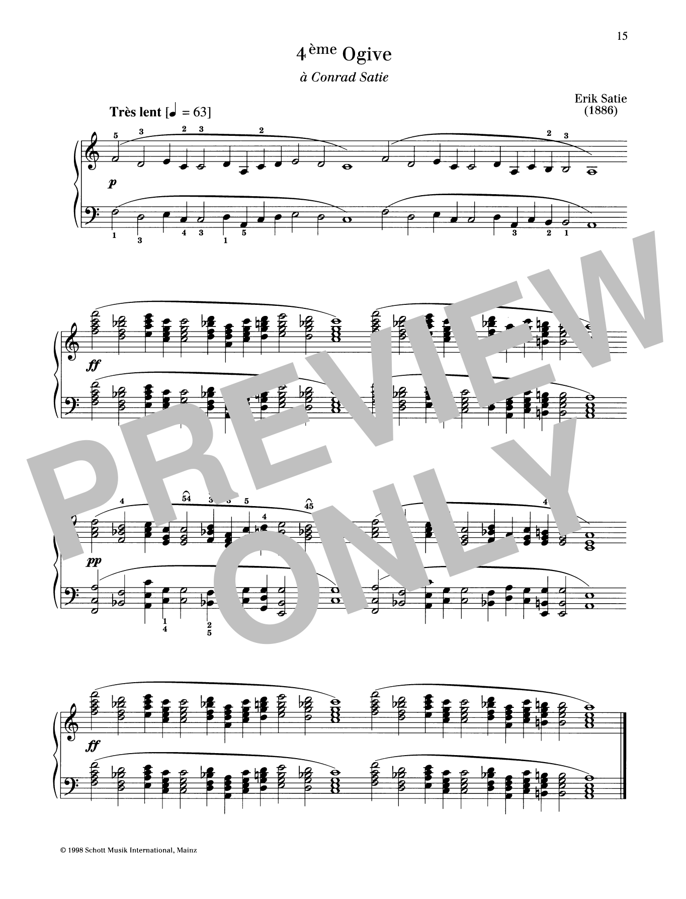 Download Erik Satie 4ème Ogive Sheet Music and learn how to play Piano Solo PDF digital score in minutes