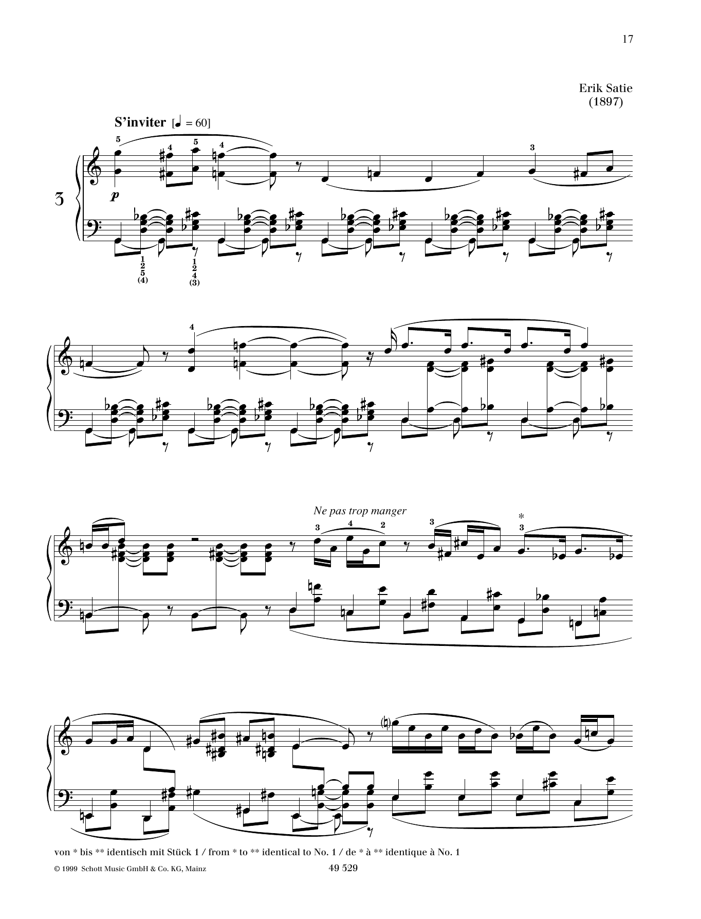 Download Erik Satie Air a faire fuir No. 3 Sheet Music and learn how to play Piano Solo PDF digital score in minutes