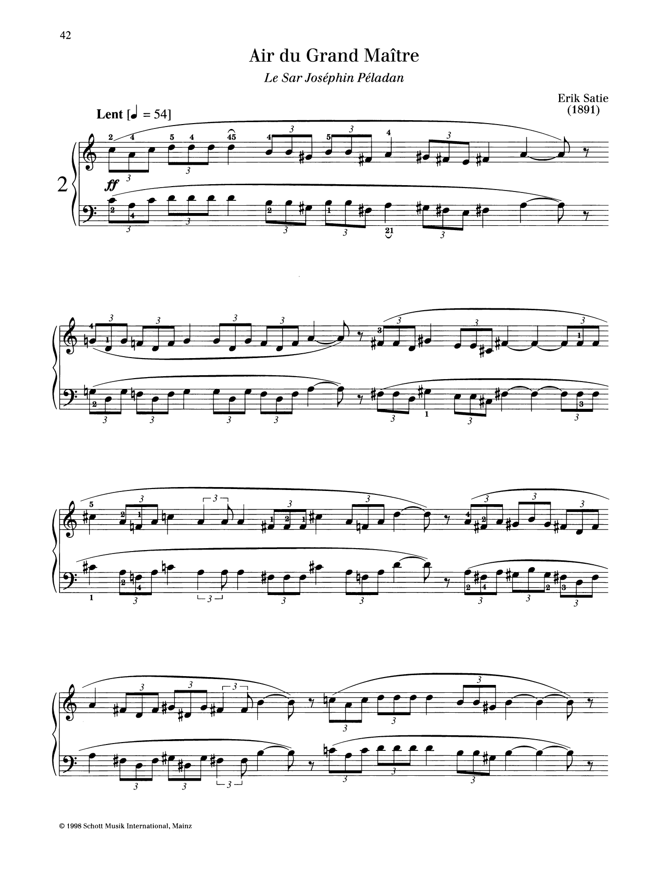 Download Erik Satie Air du Grand Maitre Sheet Music and learn how to play Piano Solo PDF digital score in minutes