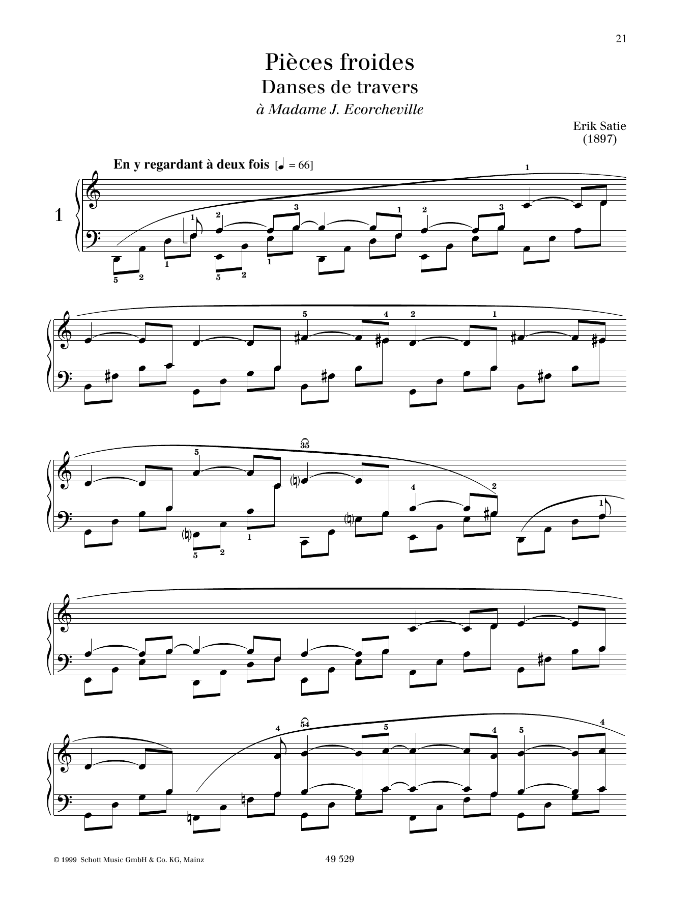 Download Erik Satie Danse de travers No. 1 Sheet Music and learn how to play Piano Solo PDF digital score in minutes