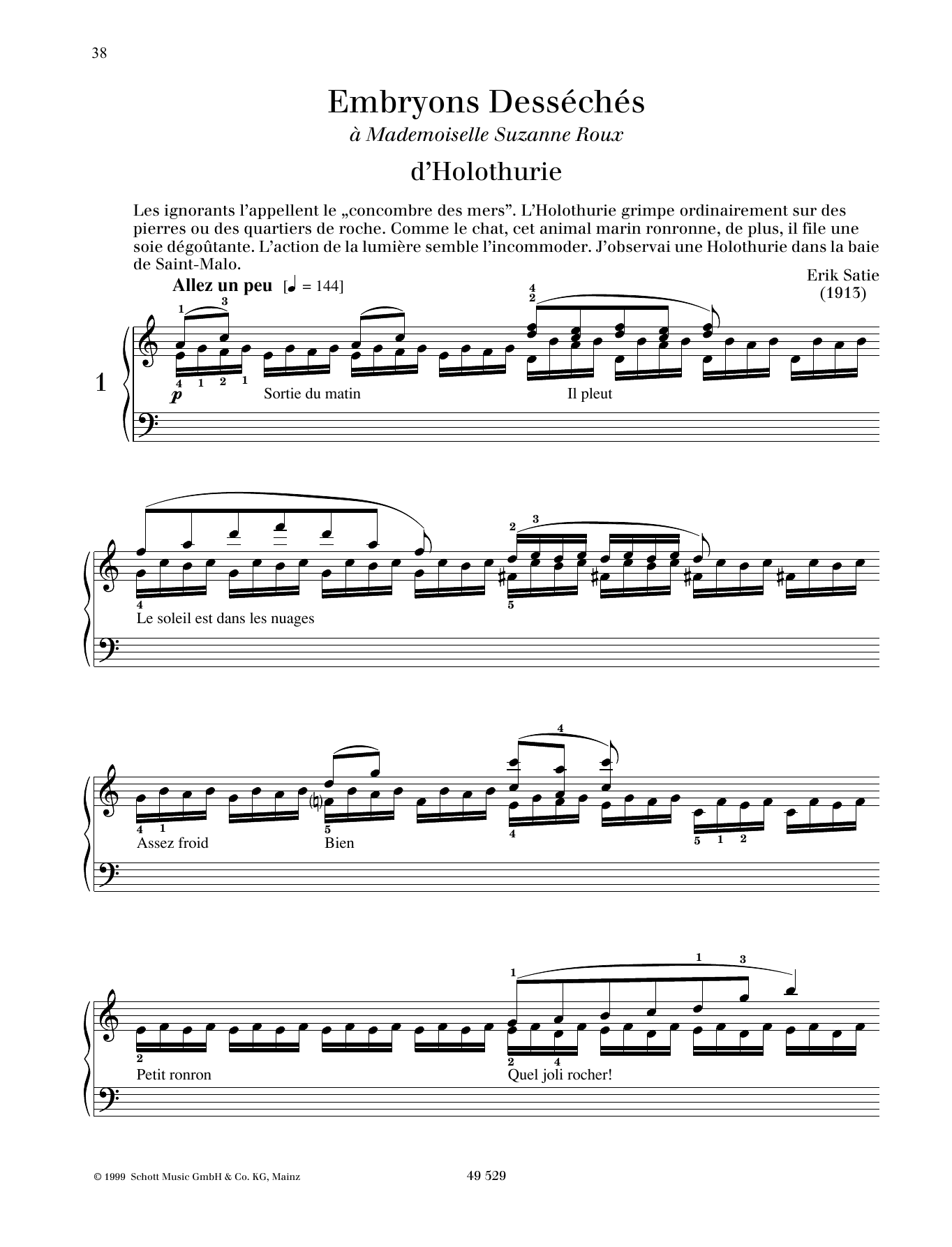 Download Erik Satie d'Holothurie Sheet Music and learn how to play Piano Solo PDF digital score in minutes