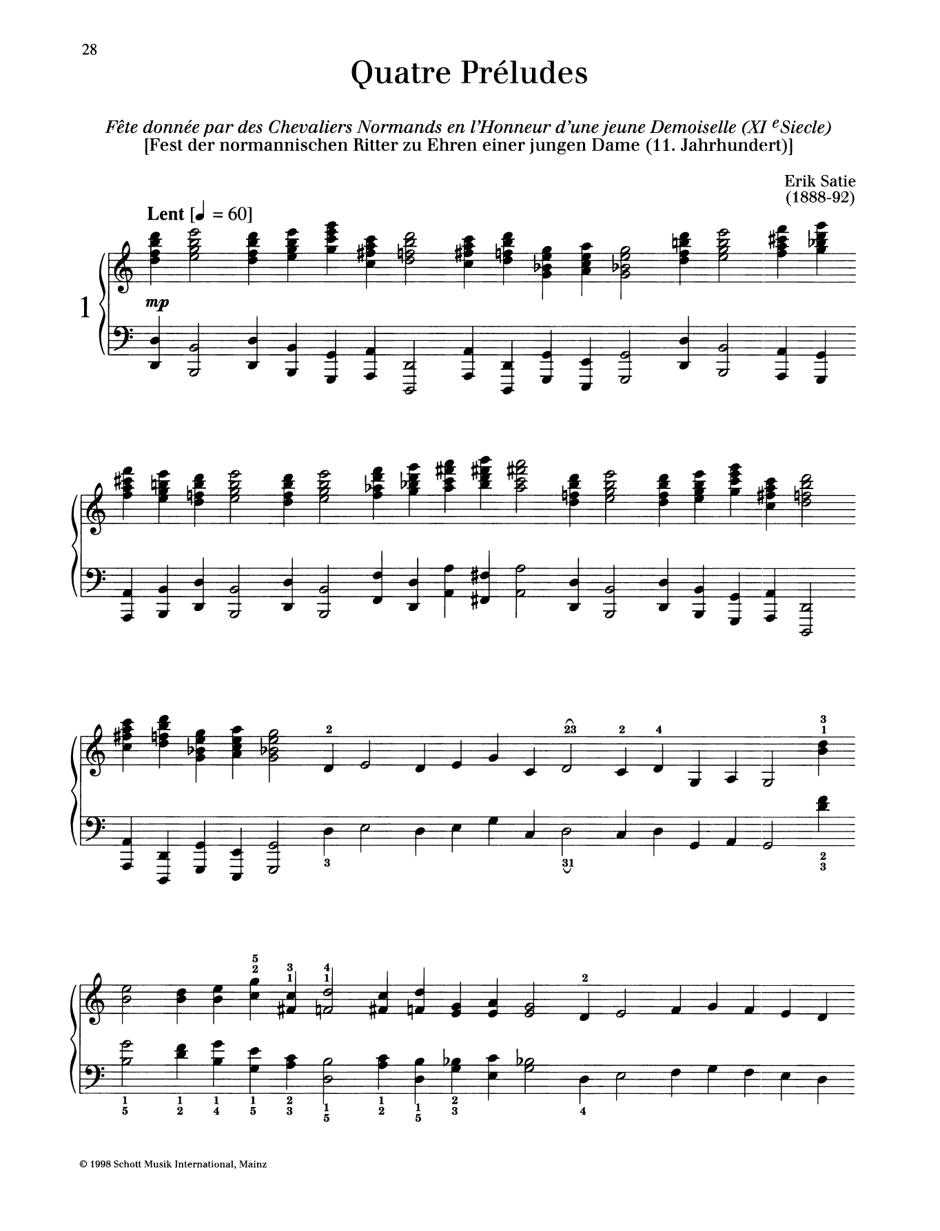Download Erik Satie Fete donnee par des Chevaliers Normands en l'Honneur d'une jeune Demoiselle Sheet Music and learn how to play Piano Solo PDF digital score in minutes