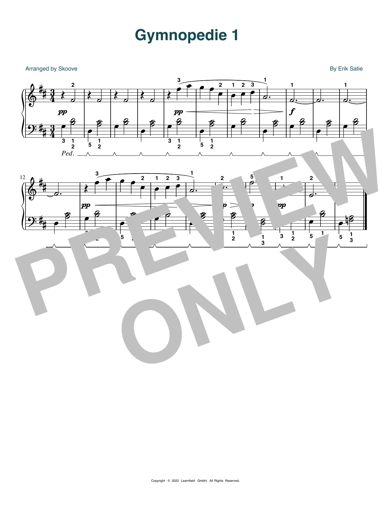 Download Erik Satie Gymnopedie No. 2 (arr. Skoove) Sheet Music and learn how to play Easy Piano PDF digital score in minutes