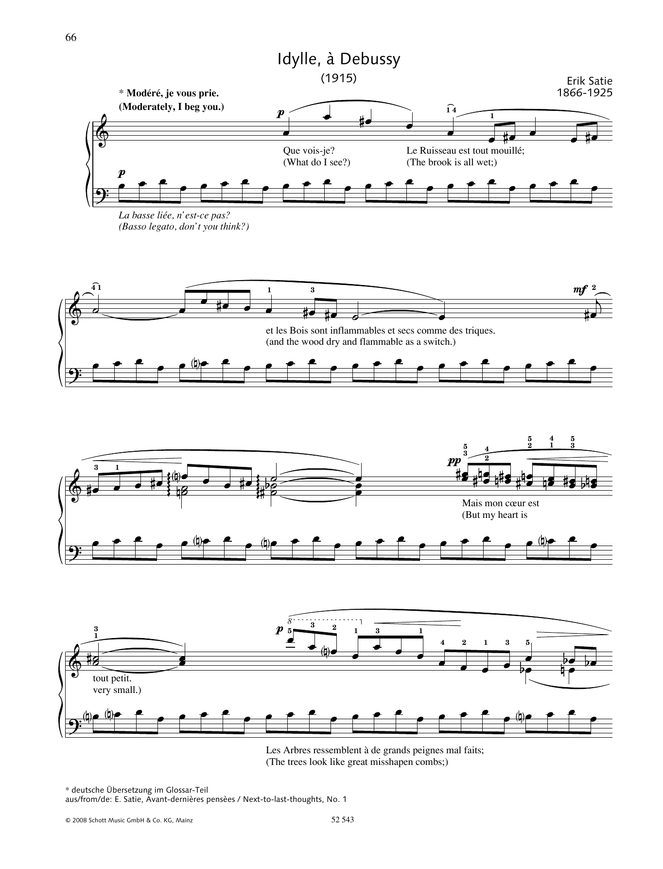 Download Erik Satie Idylle, à Debussy Sheet Music and learn how to play Piano Solo PDF digital score in minutes