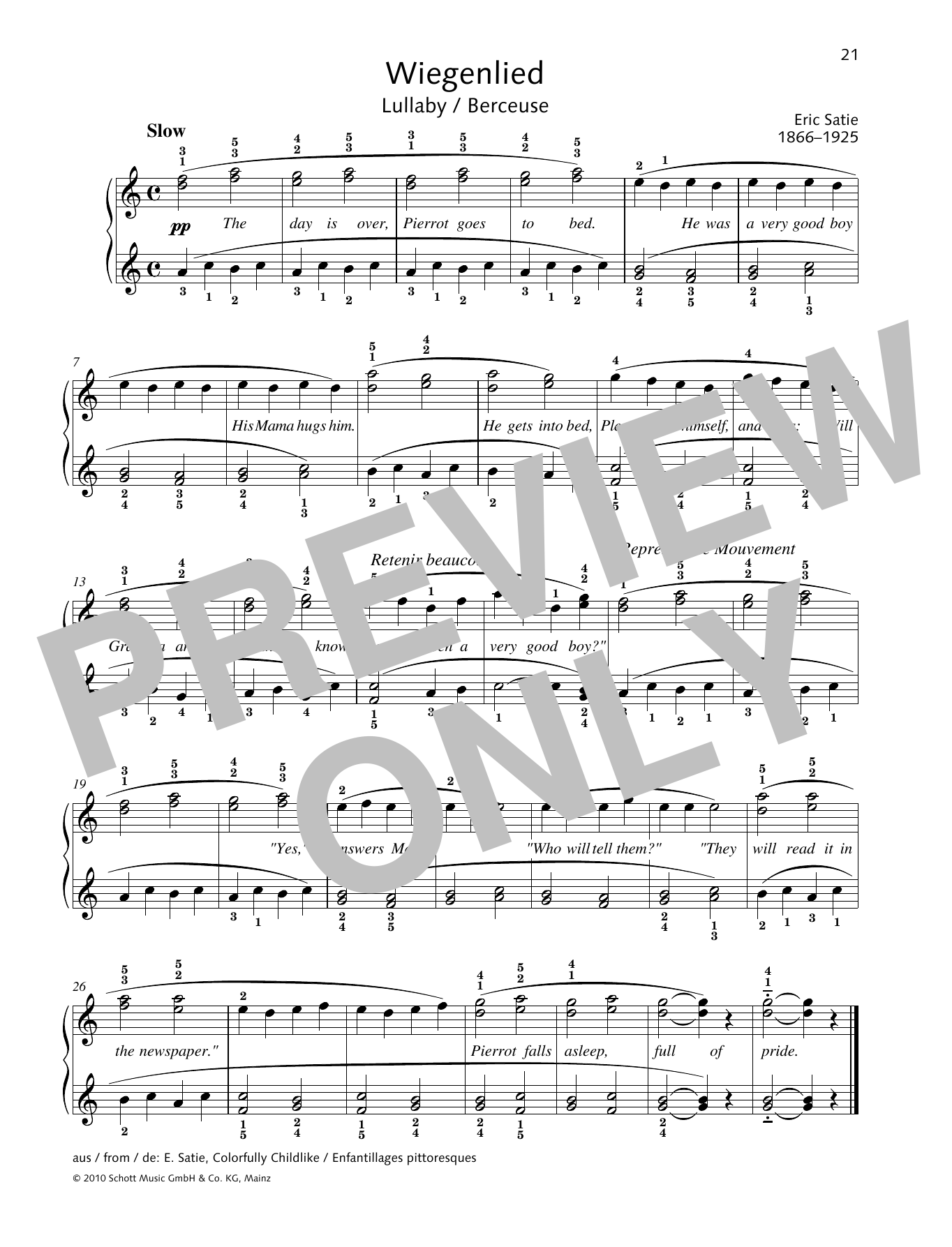 Download Erik Satie Lullaby Sheet Music and learn how to play Piano Solo PDF digital score in minutes