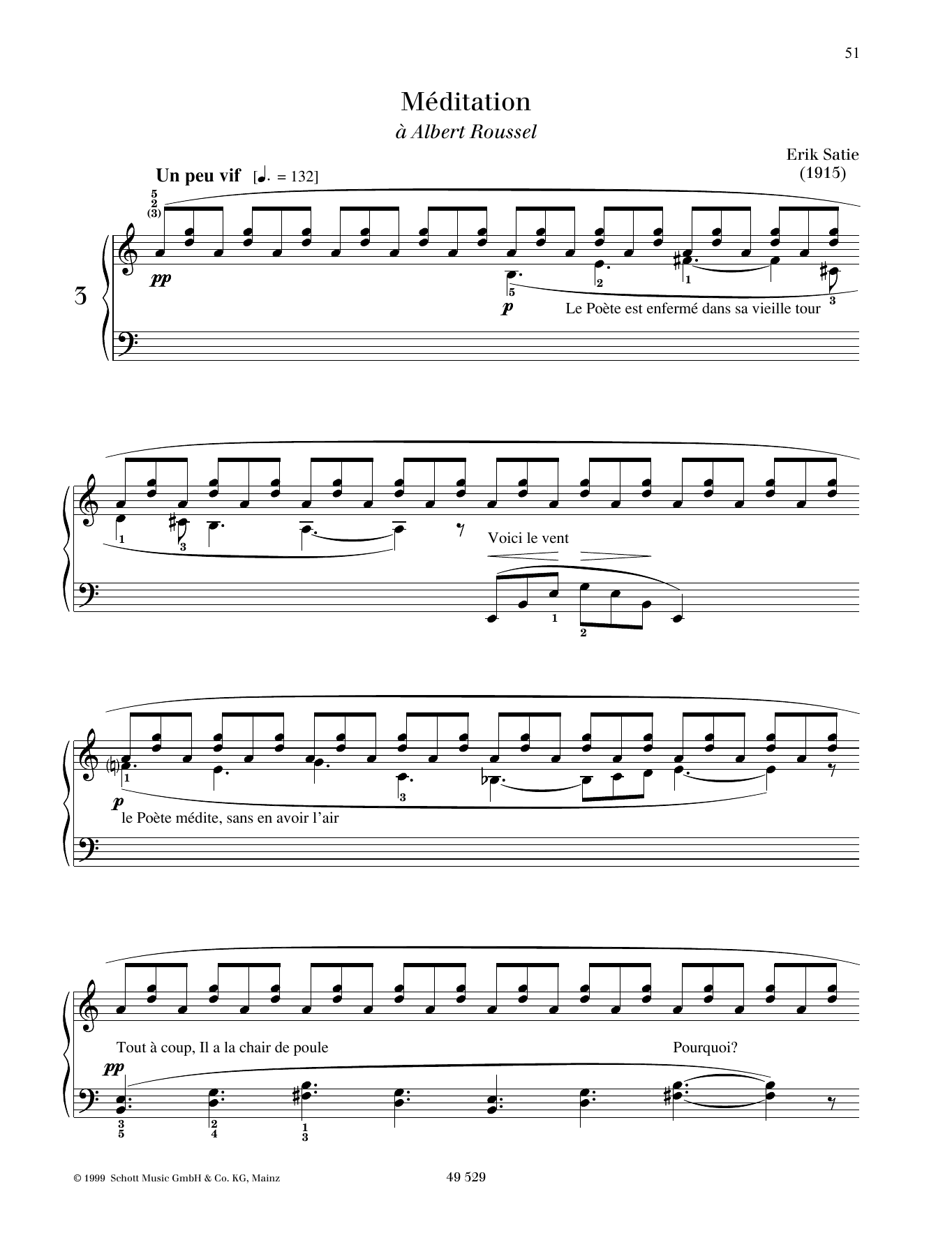 Download Erik Satie Meditation Sheet Music and learn how to play Piano Solo PDF digital score in minutes