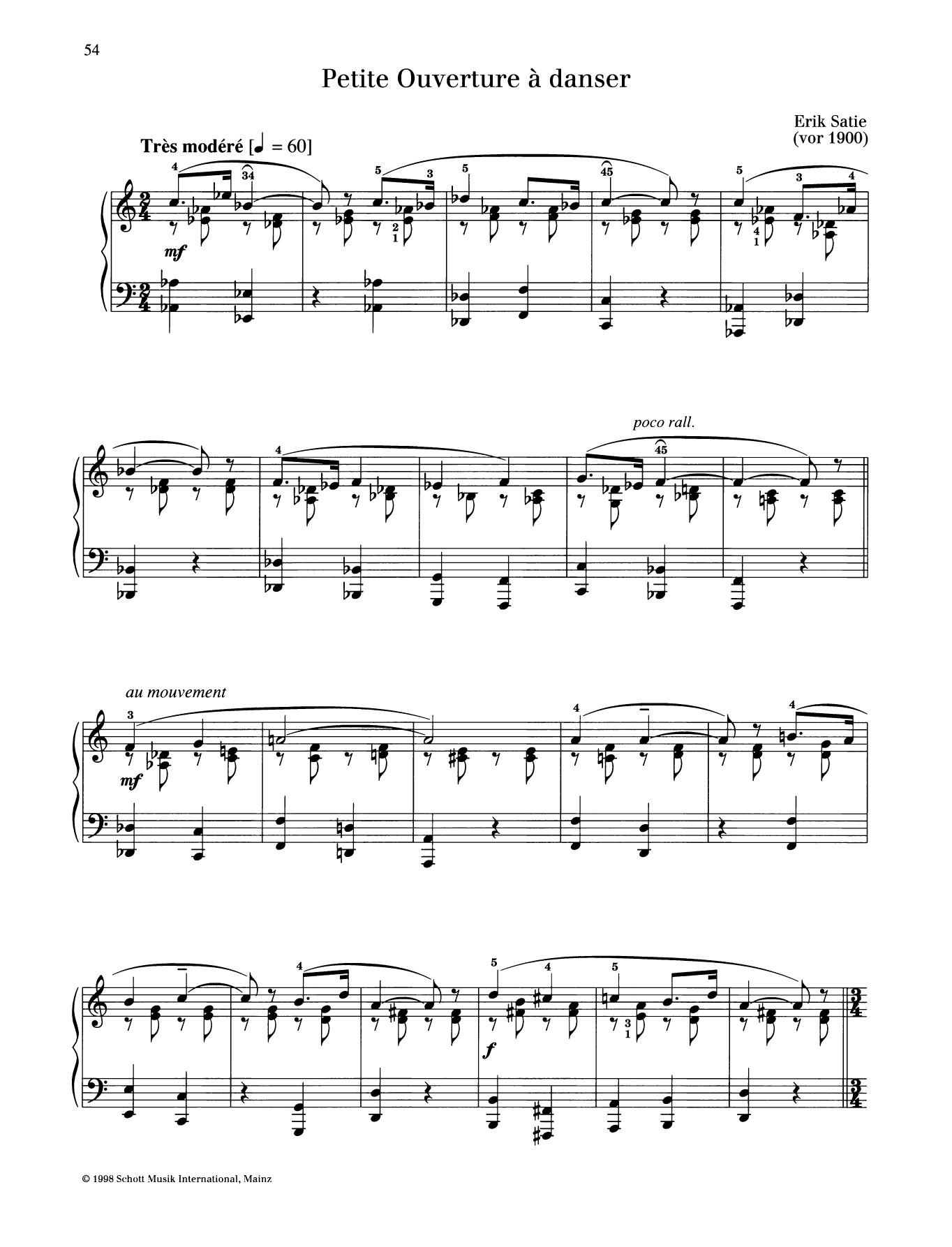 Download Erik Satie Petite Ouverture a Danser Sheet Music and learn how to play Piano Solo PDF digital score in minutes