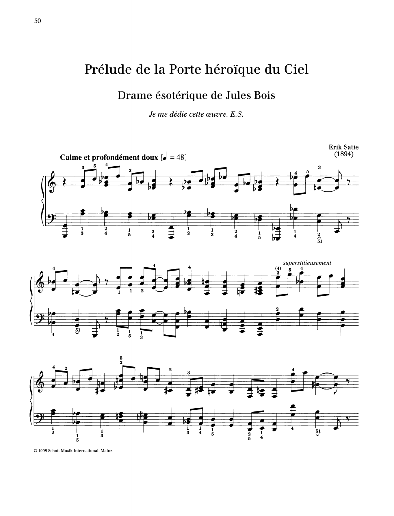 Download Erik Satie Prelude de la Porte heroique du Ciel Sheet Music and learn how to play Piano Solo PDF digital score in minutes