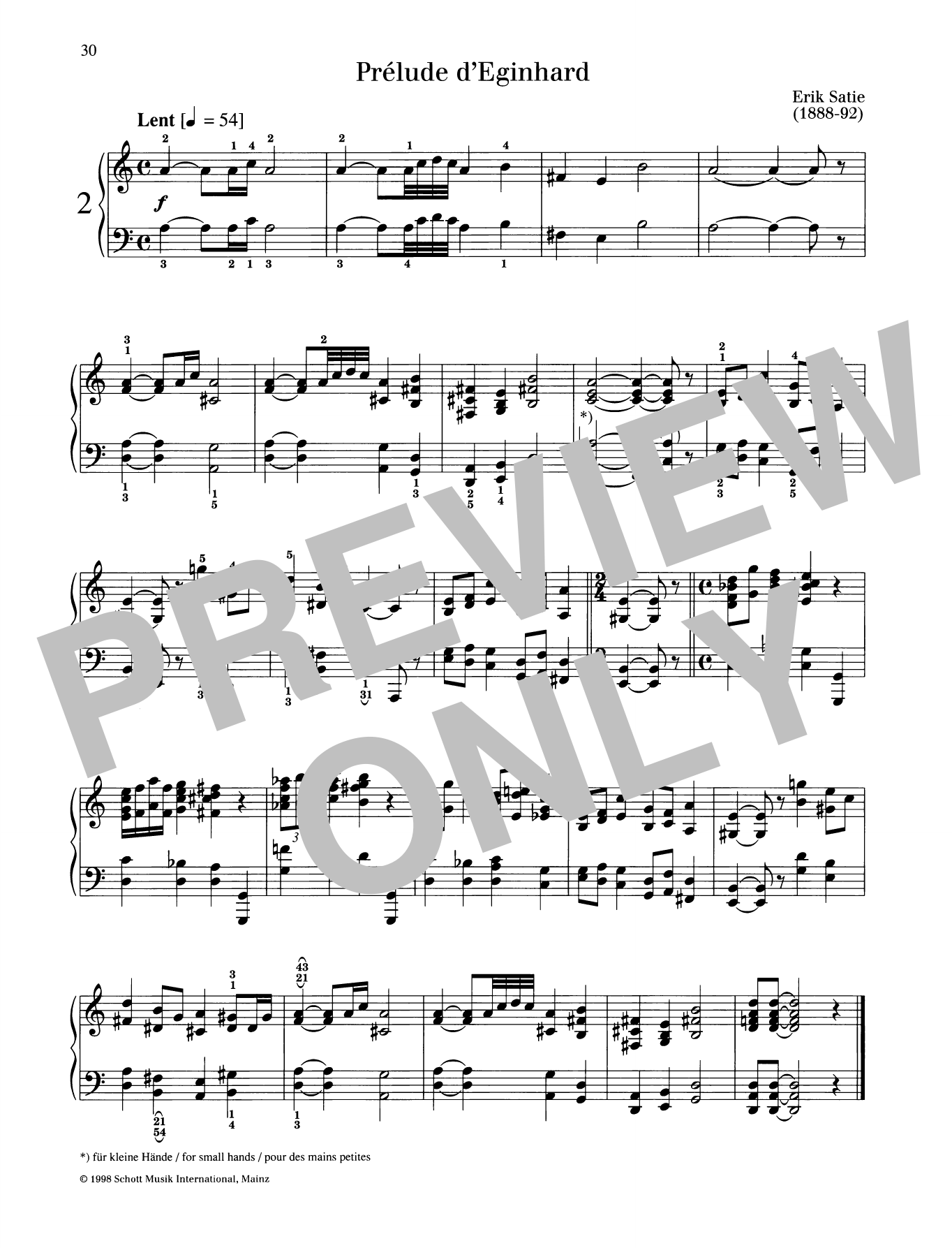 Download Erik Satie Prelude d'Eginhard Sheet Music and learn how to play Piano Solo PDF digital score in minutes