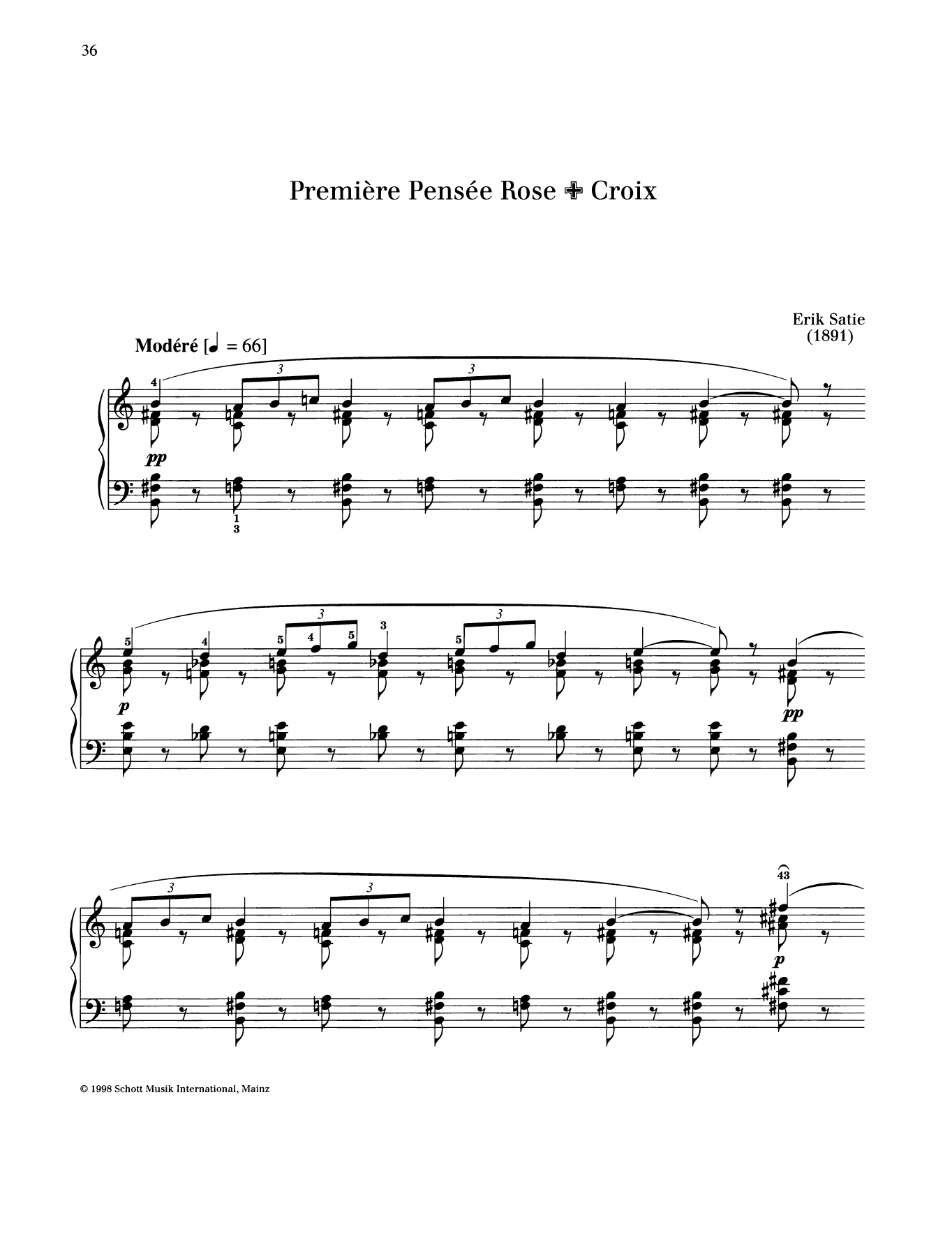 Download Erik Satie Premiere Pensee Rose-Croix Sheet Music and learn how to play Piano Solo PDF digital score in minutes