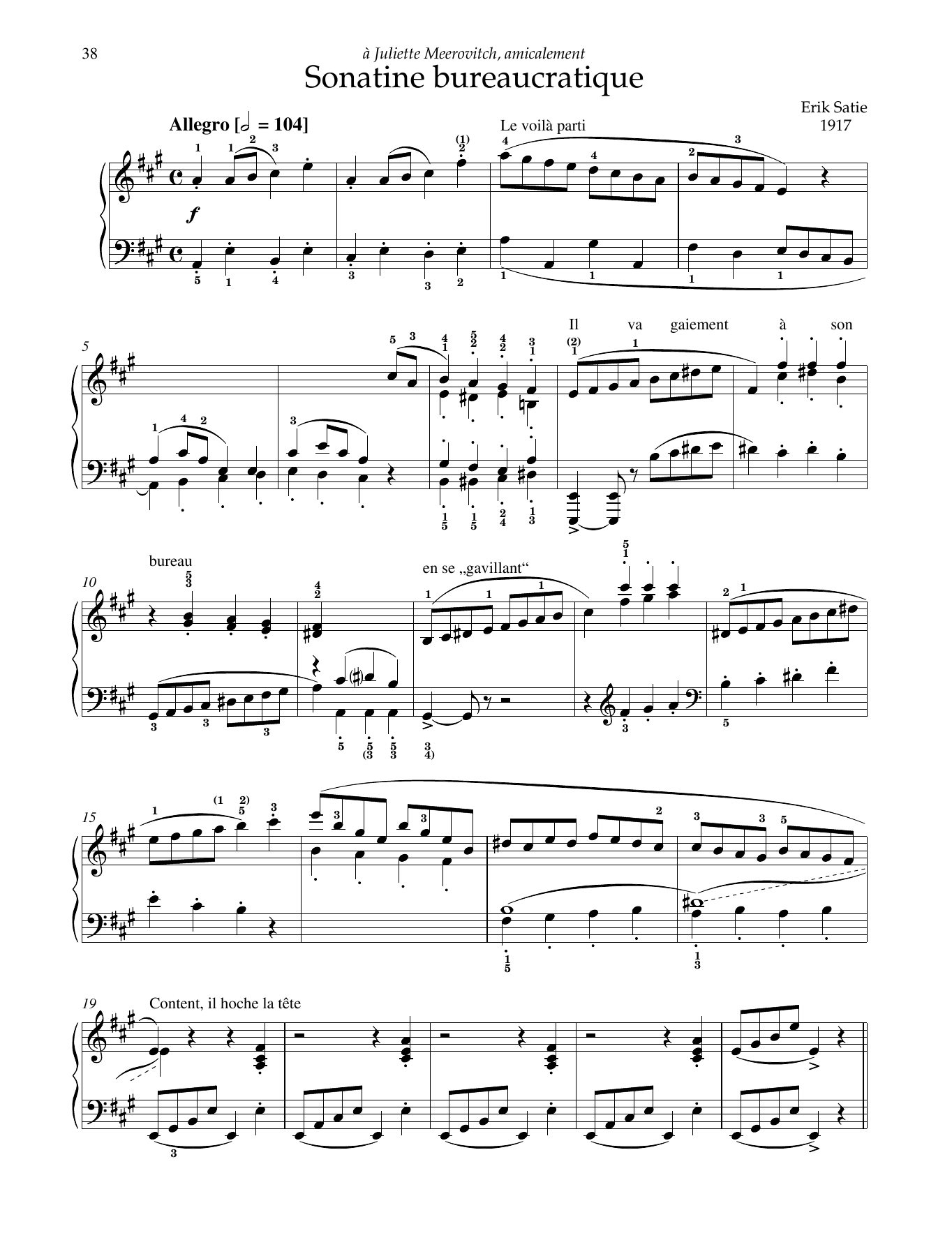 Download Erik Satie Sonatine bureaucratique Sheet Music and learn how to play Piano Solo PDF digital score in minutes