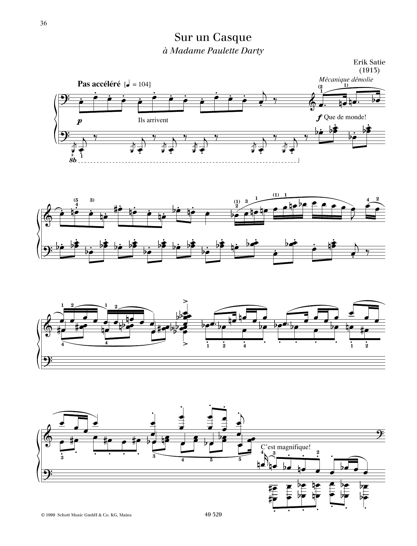 Download Erik Satie Sur un Casque Sheet Music and learn how to play Piano Solo PDF digital score in minutes