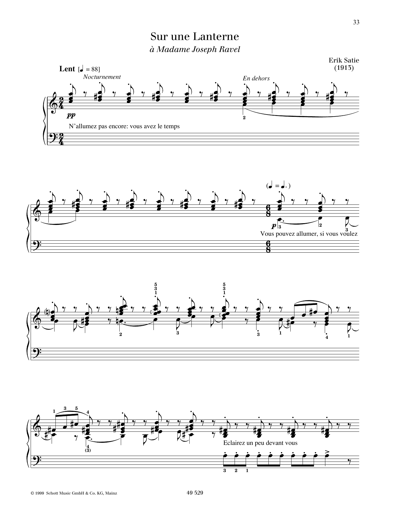 Download Erik Satie Sur une Lanterne Sheet Music and learn how to play Piano Solo PDF digital score in minutes