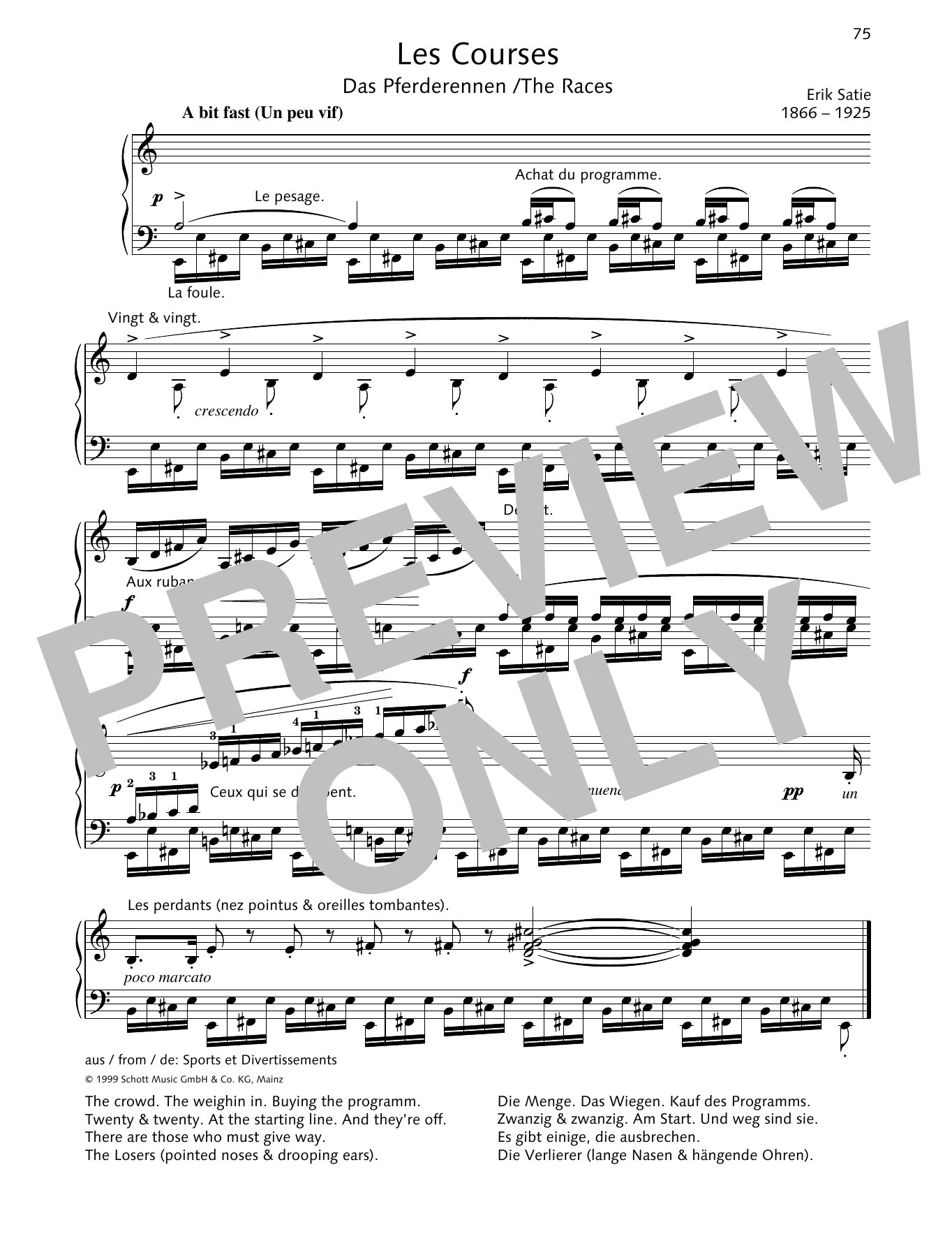Download Erik Satie The Races Sheet Music and learn how to play Piano Solo PDF digital score in minutes