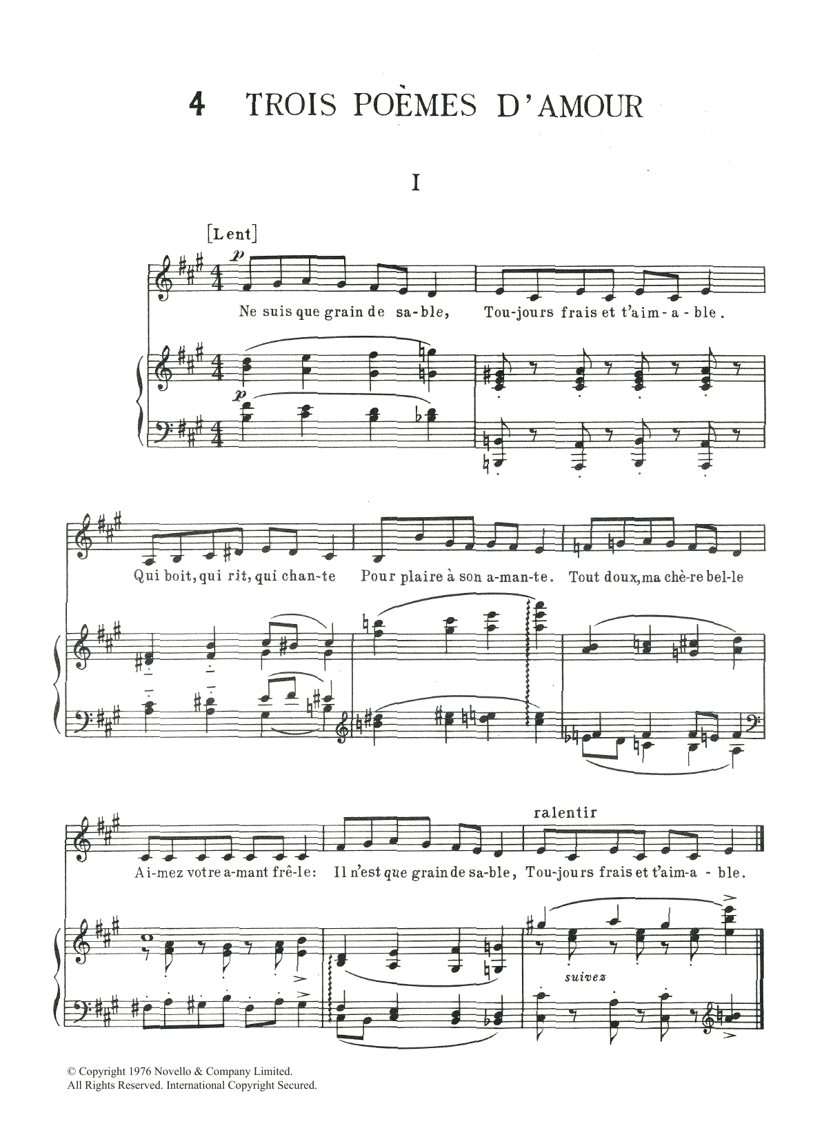 Download Erik Satie Trois Poemes d'Amour Sheet Music and learn how to play Piano Solo PDF digital score in minutes