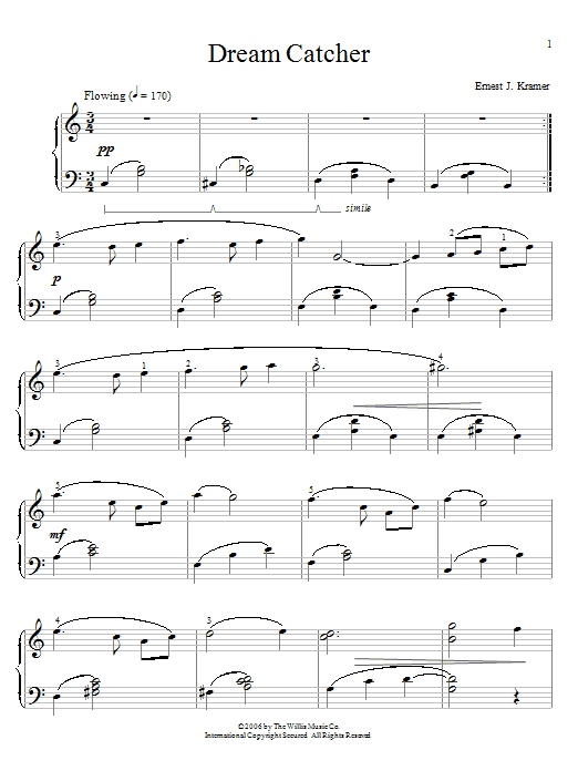 Download Ernest J. Kramer Dream Catcher Sheet Music and learn how to play Easy Piano PDF digital score in minutes