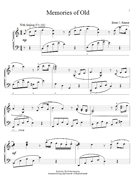 Download Ernest J. Kramer Memories Of Old Sheet Music and learn how to play Easy Piano PDF digital score in minutes