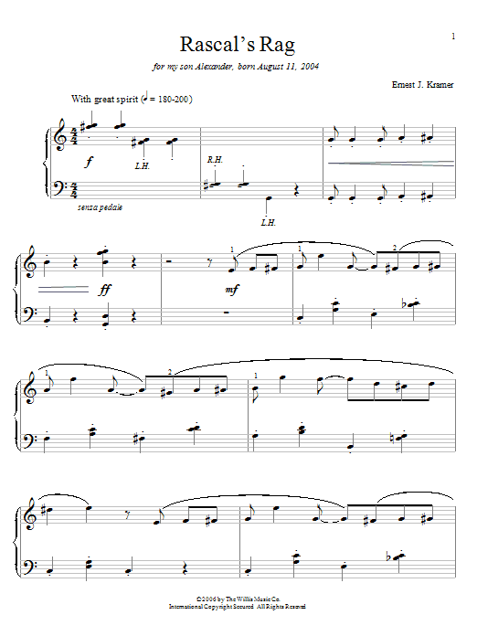 Download Ernest J. Kramer Rascal's Rag Sheet Music and learn how to play Easy Piano PDF digital score in minutes