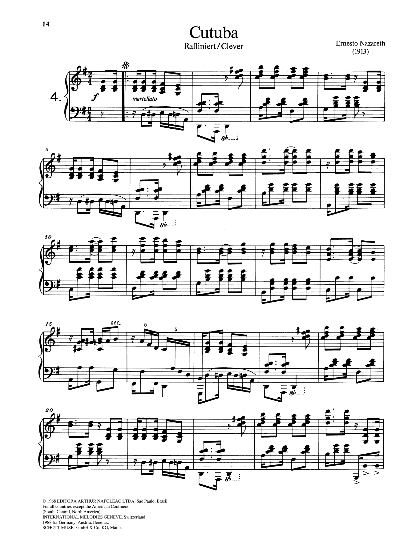 Download Ernesto Nazareth Cutuba Sheet Music and learn how to play Piano Solo PDF digital score in minutes