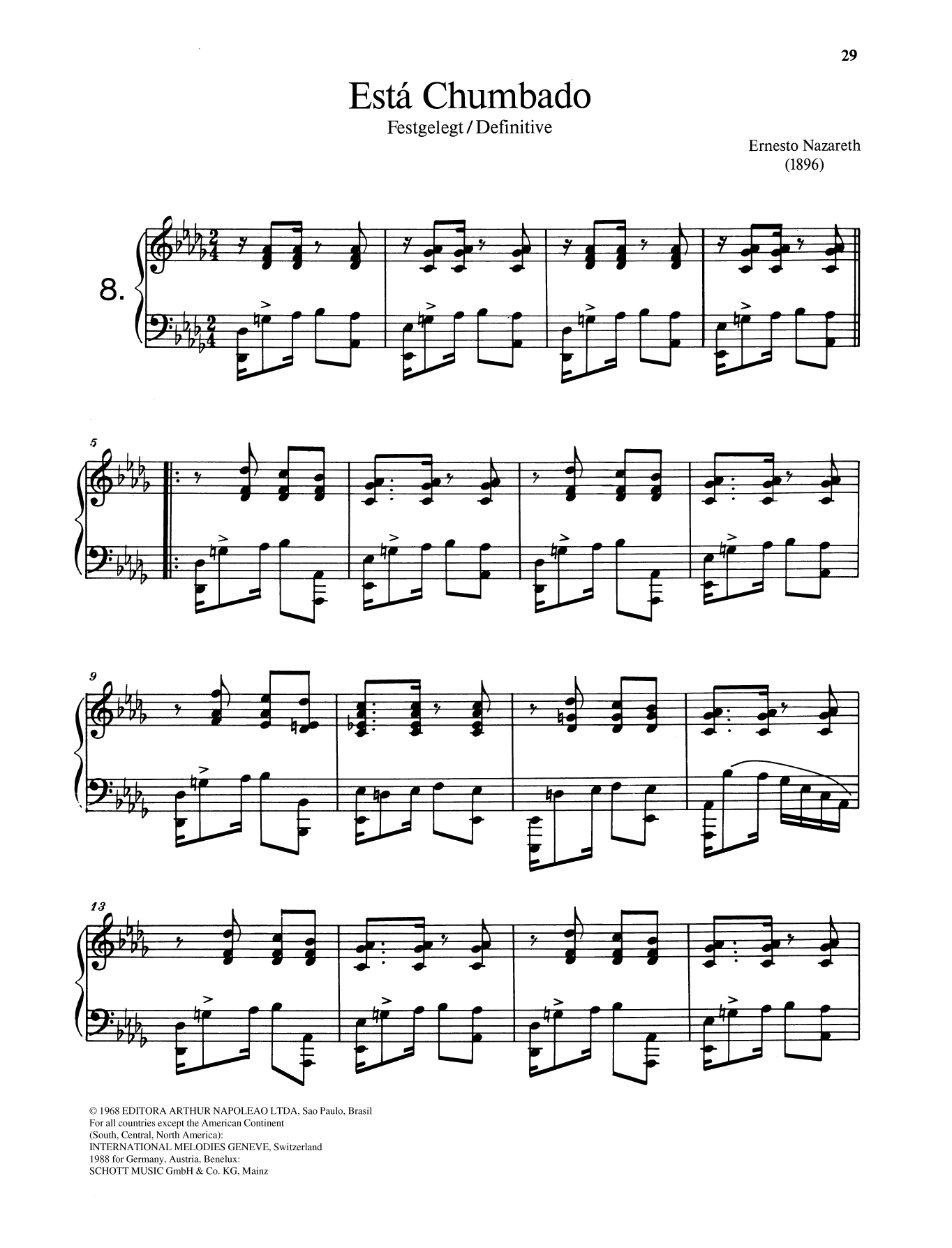 Download Ernesto Nazareth Está Chumbado Sheet Music and learn how to play Piano Solo PDF digital score in minutes