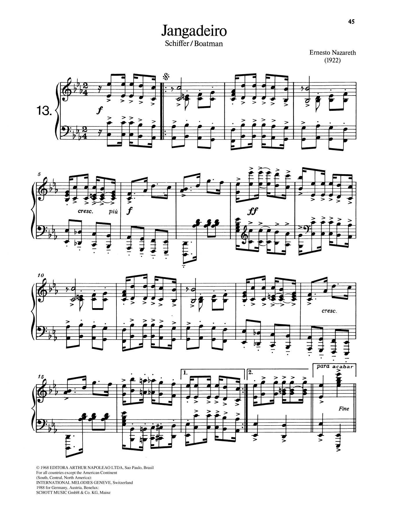 Download Ernesto Nazareth Jangadeiro Sheet Music and learn how to play Piano Solo PDF digital score in minutes