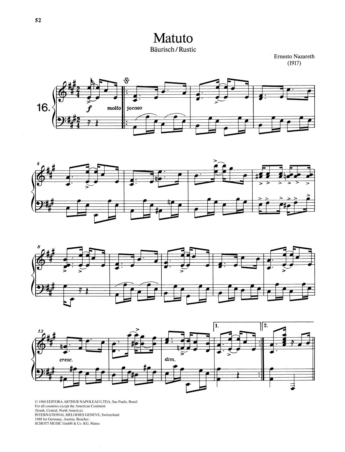 Download Ernesto Nazareth Matuto Sheet Music and learn how to play Piano Solo PDF digital score in minutes
