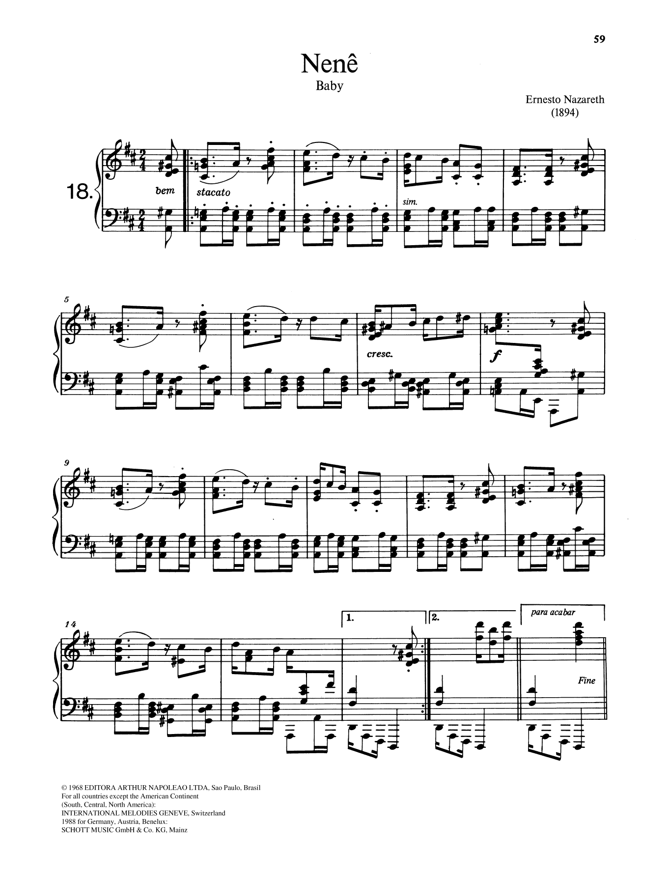 Download Ernesto Nazareth Nenê Sheet Music and learn how to play Piano Solo PDF digital score in minutes