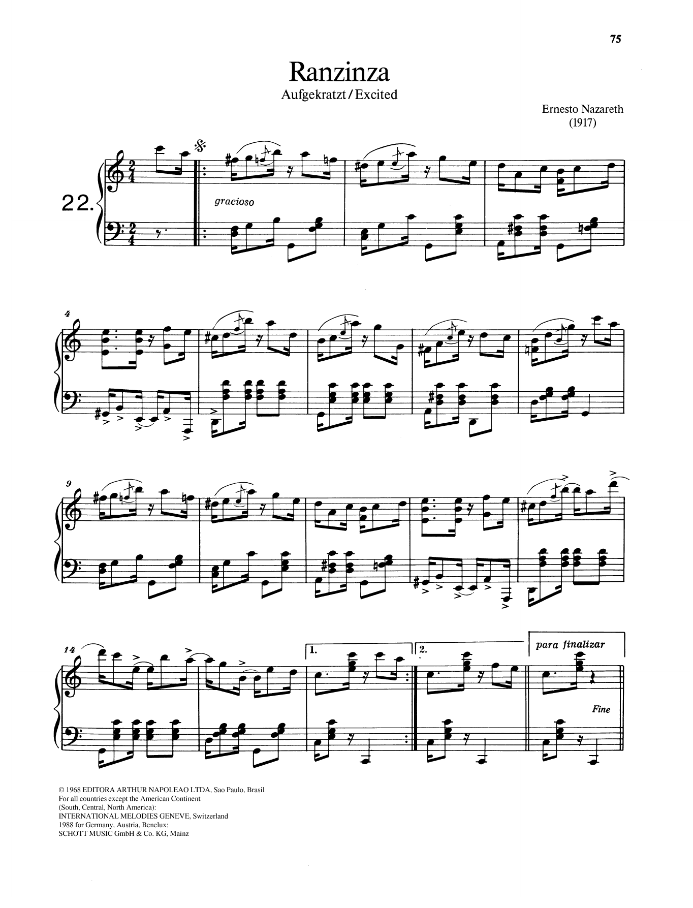 Download Ernesto Nazareth Ranzinza Sheet Music and learn how to play Piano Solo PDF digital score in minutes