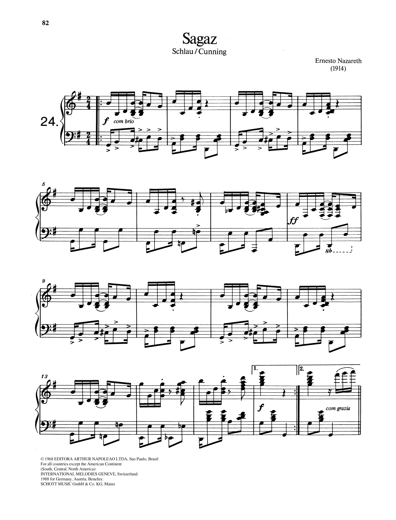 Download Ernesto Nazareth Sagaz Sheet Music and learn how to play Piano Solo PDF digital score in minutes