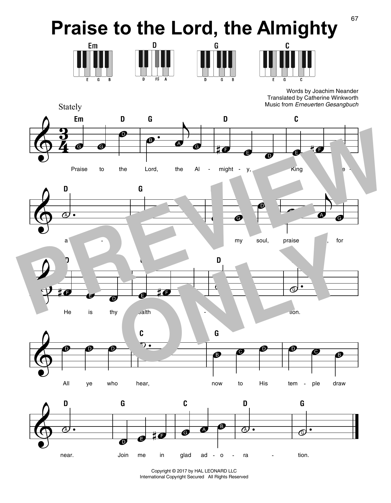 Download Joachim Neander Praise To The Lord, The Almighty Sheet Music and learn how to play SPREP PDF digital score in minutes