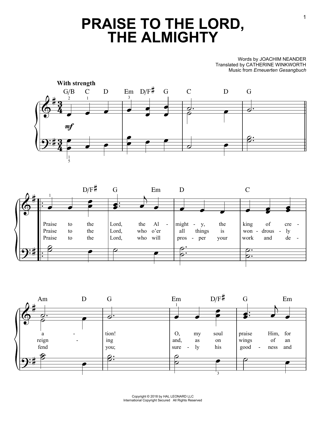 Erneuerten Gesangbuch Praise To The Lord The Almighty Sheet Music Erneuerten Gesangbuch Praise To The Lord The Almighty Sheet Music