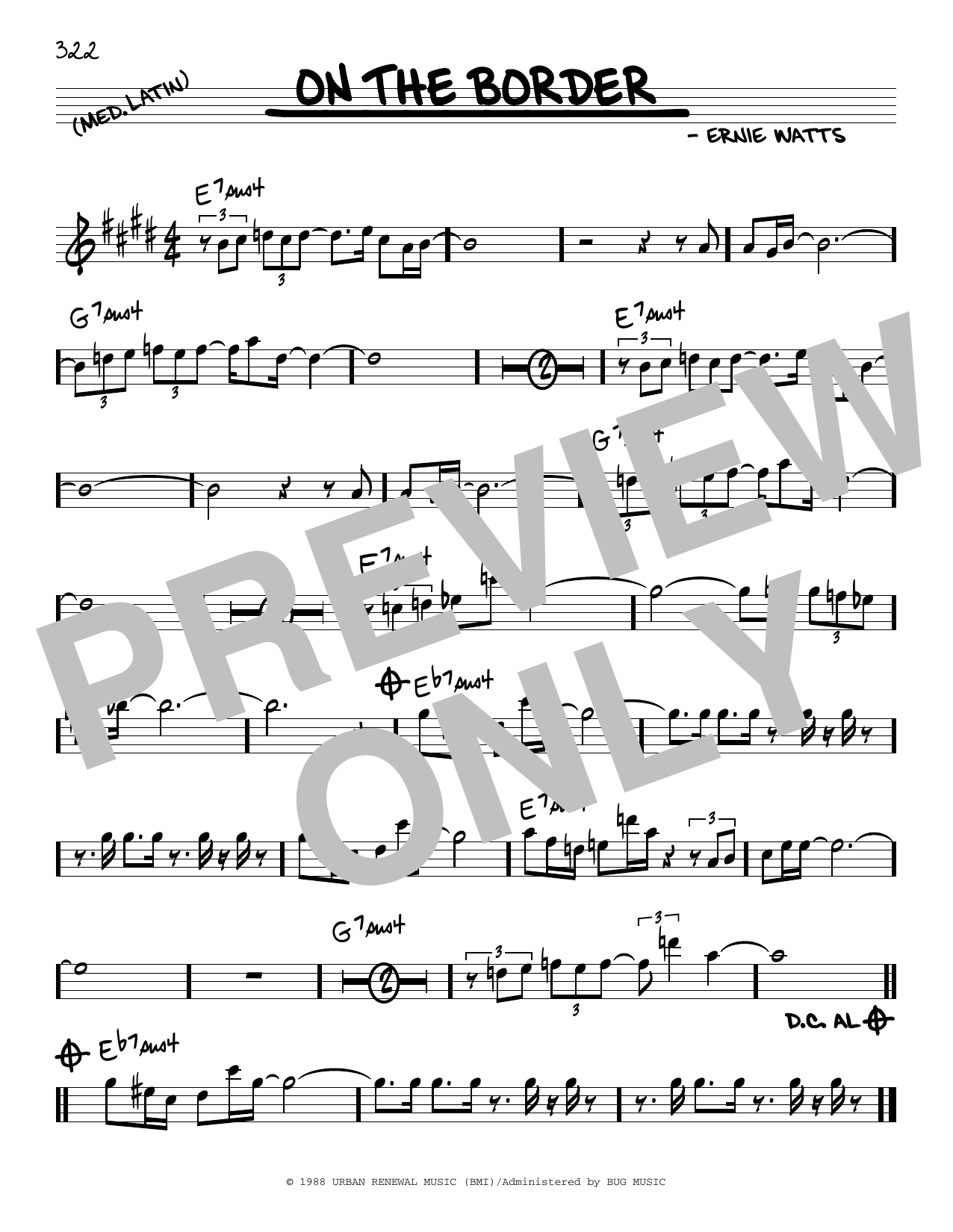Download Ernie Watts On The Border Sheet Music and learn how to play Real Book – Melody & Chords PDF digital score in minutes