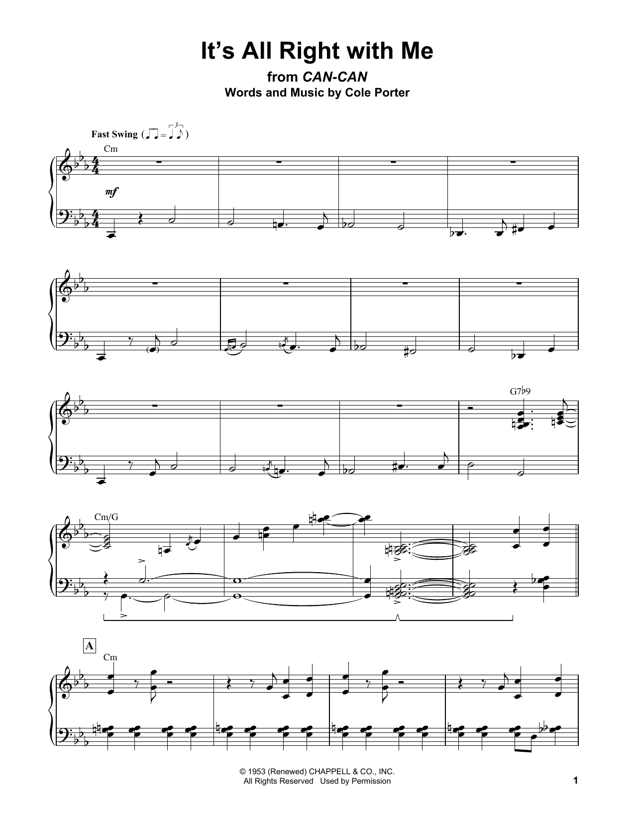 Download Erroll Garner It's All Right With Me Sheet Music and learn how to play Piano Transcription PDF digital score in minutes