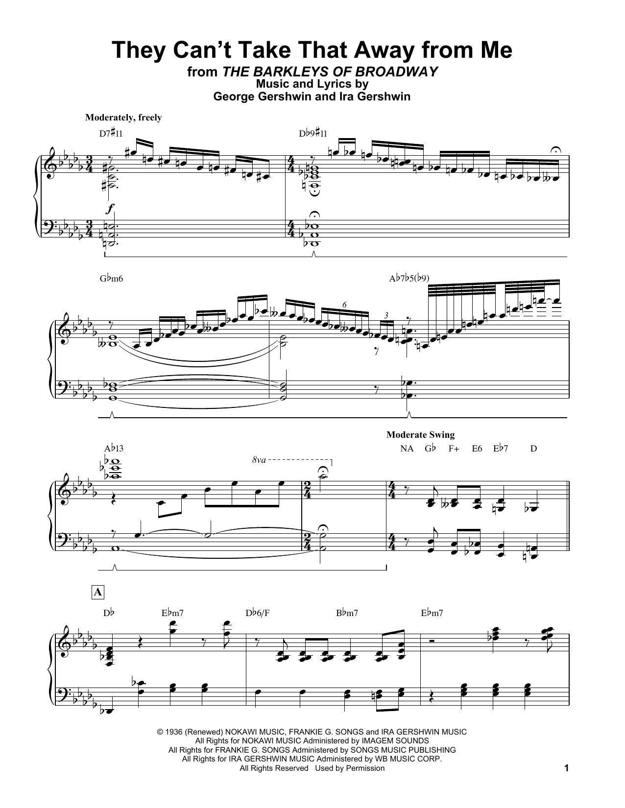 Download Erroll Garner They Can't Take That Away From Me Sheet Music and learn how to play Piano Transcription PDF digital score in minutes