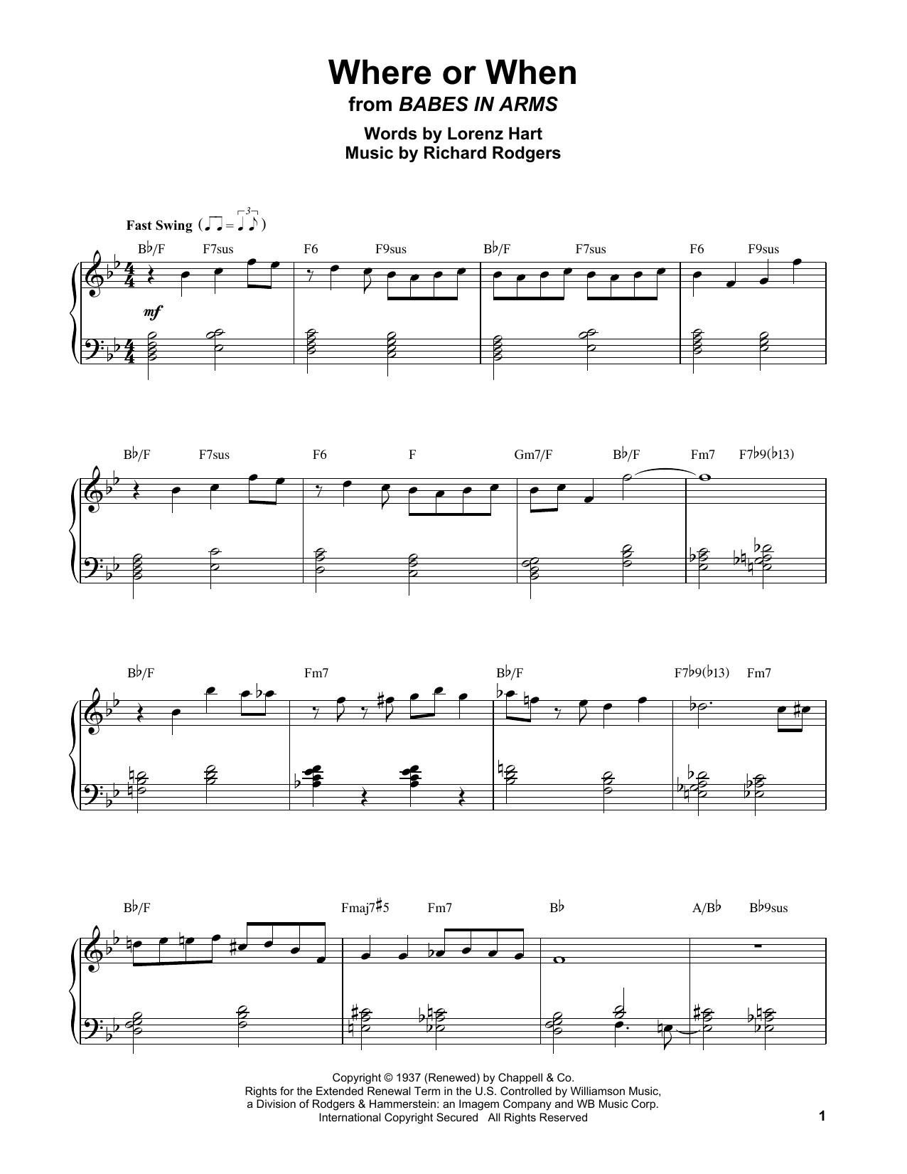 Download Erroll Garner Where Or When Sheet Music and learn how to play Piano Transcription PDF digital score in minutes