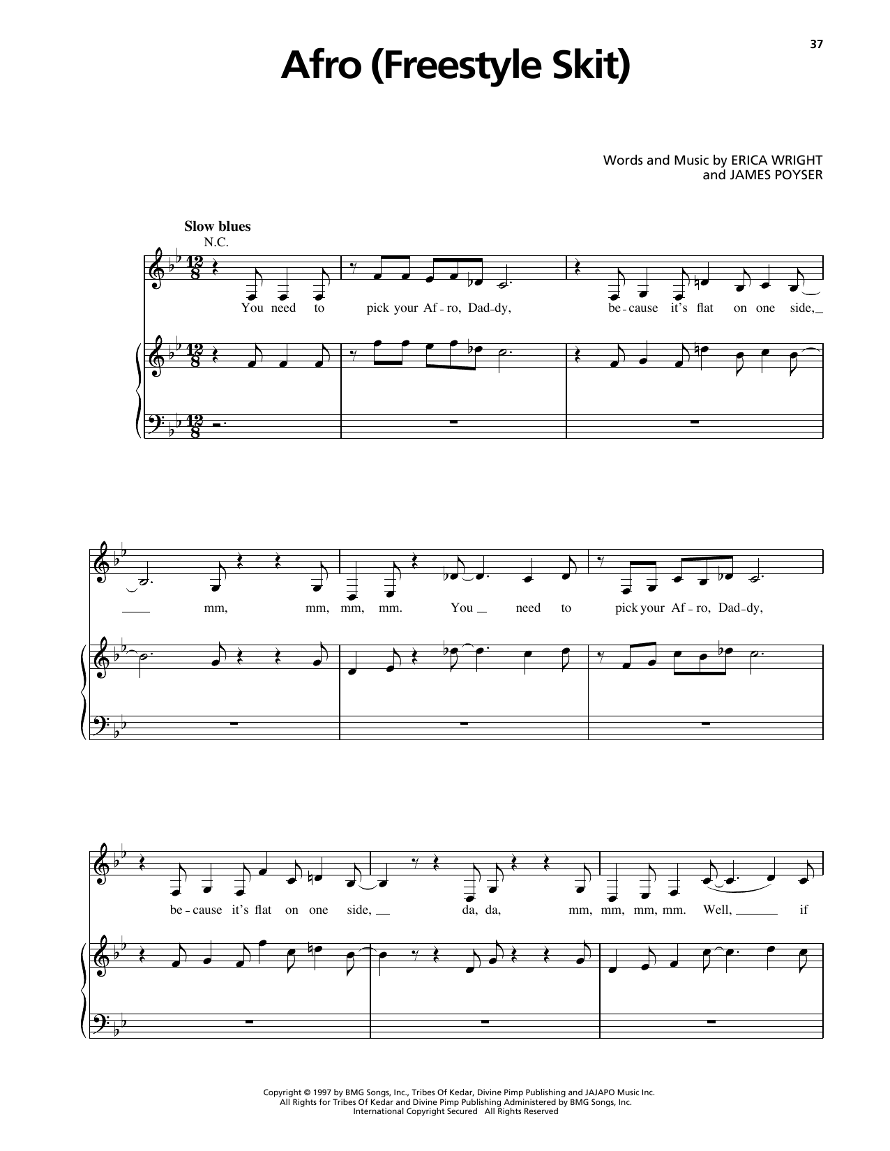 Download Erykah Badu Afro (Freestyle Skit) Sheet Music and learn how to play Piano, Vocal & Guitar Chords (Right-Hand Melody) PDF digital score in minutes
